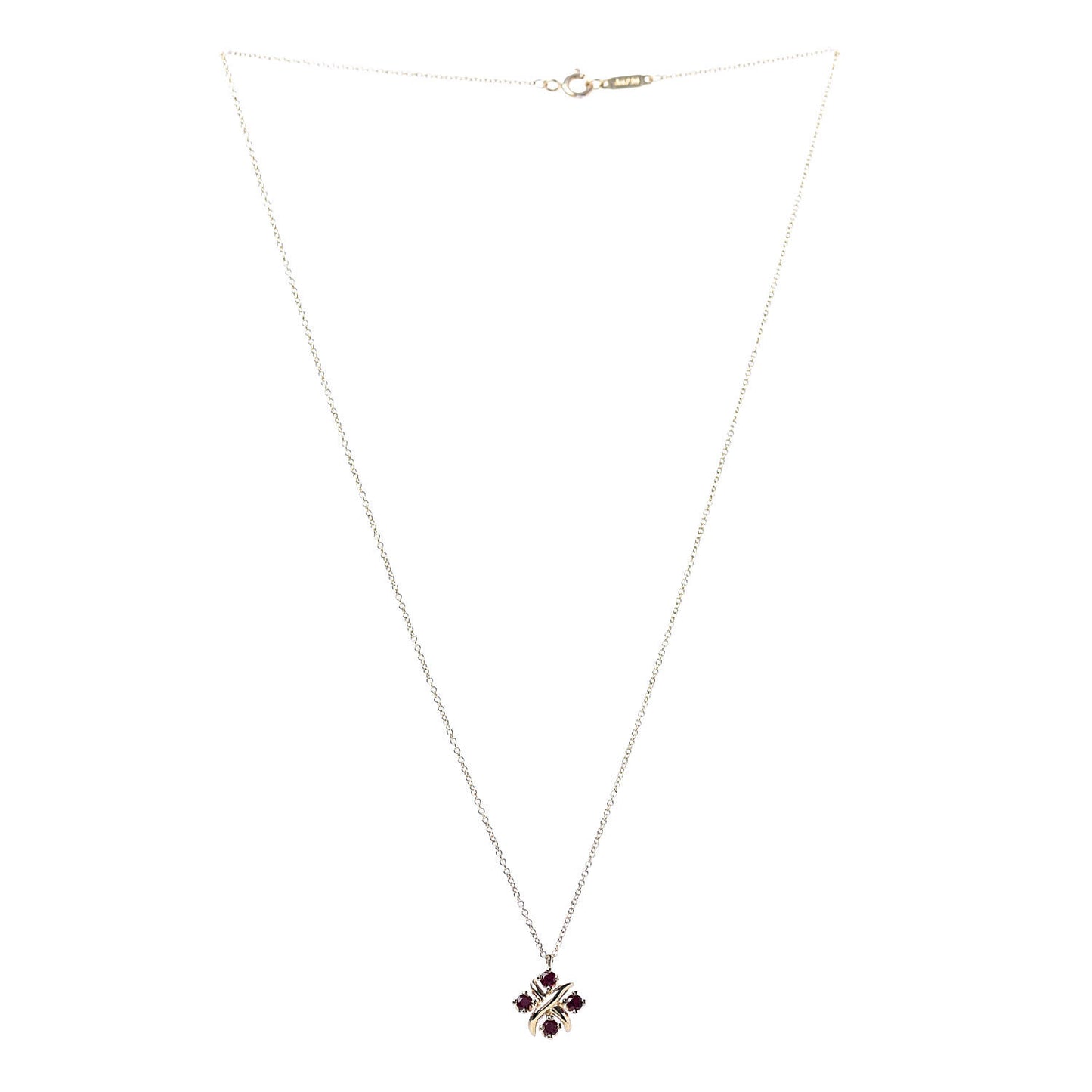 18K Yellow Gold Ruby Schlumberger Lynn Pendant Necklace