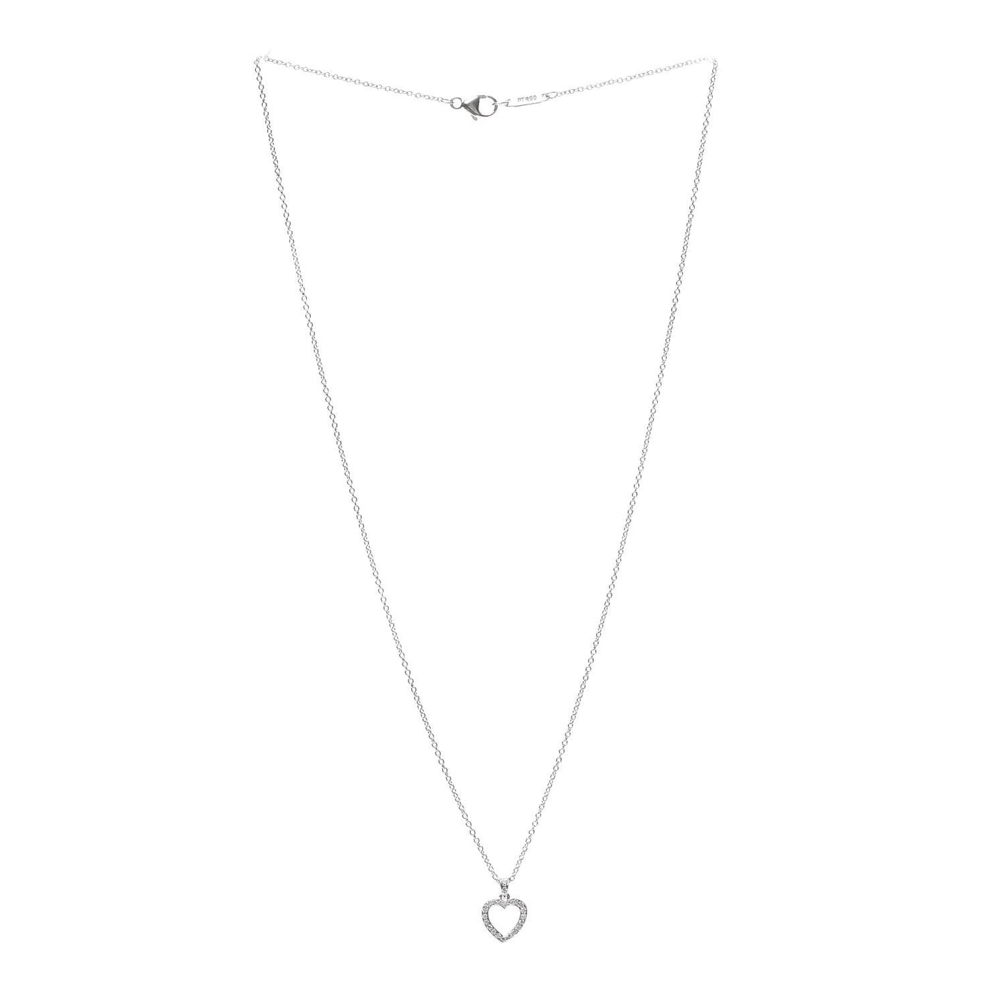 Platinum Diamond Heart Drop Pendant Necklace