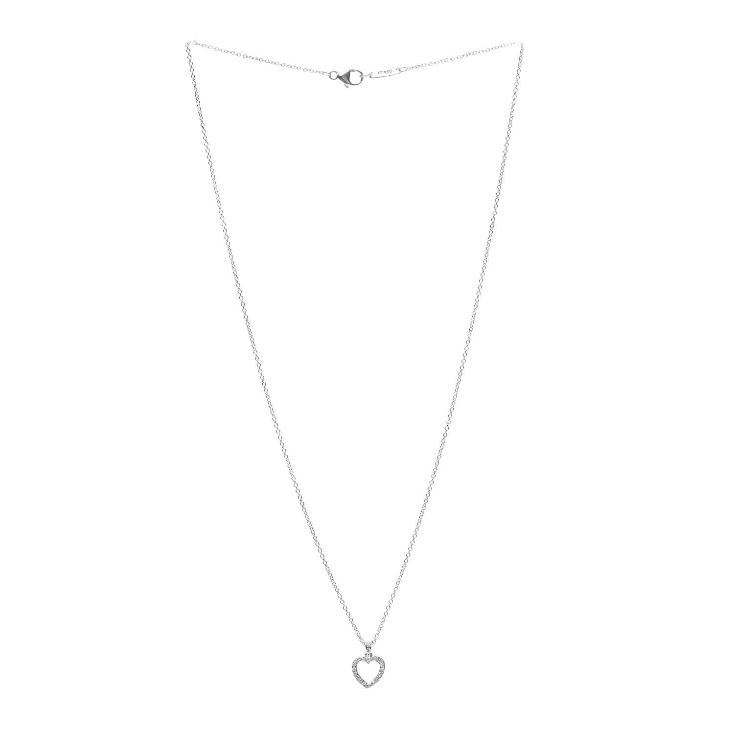 Tiffany Platinum Diamond Heart Drop Pendant Necklace 3 of 5