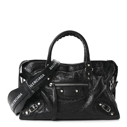 Balenciaga Agneau Classic Hardware S City Logo Strap Black White 1 of 11