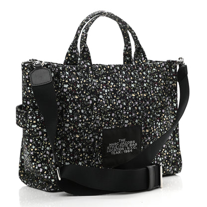 Marc Jacobs Cotton Canvas Floral Print Medium The Traveler Tote Bag Black 3 of 9