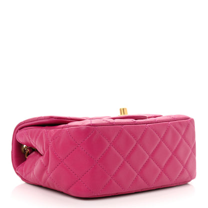 Chanel Lambskin Quilted Mini Pearl Crush Flap Fuchsia 3 of 11