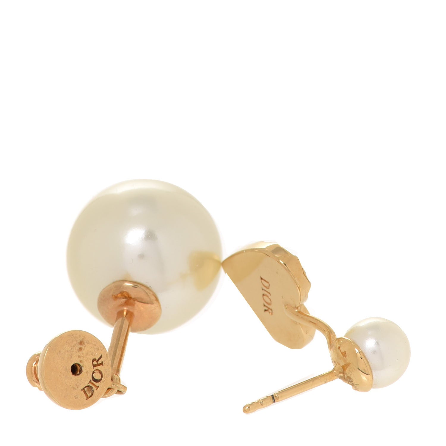 Christian Dior Pearl Crystal Heart Tribal Earring Gold 3 of 5