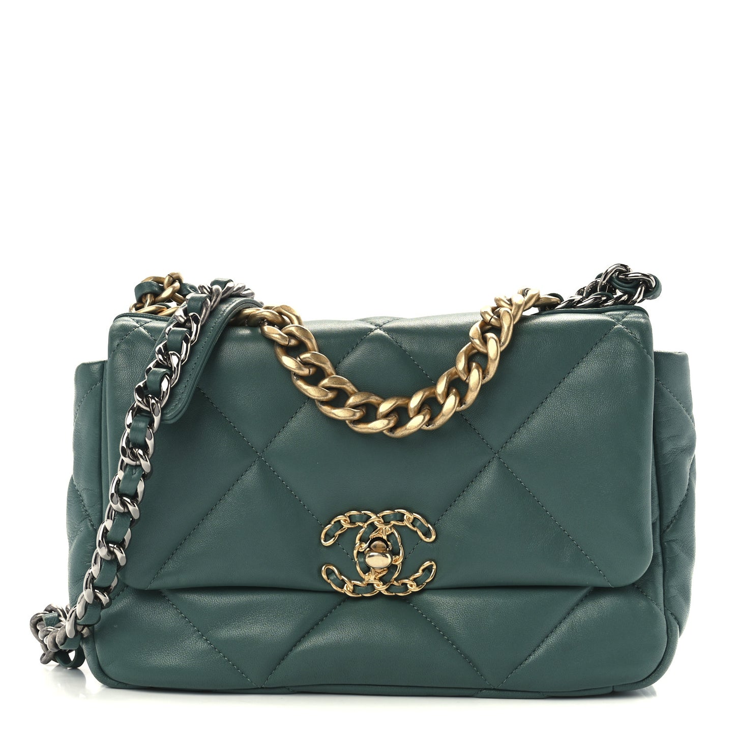 Lambskin Quilted Medium Chanel 19 Flap Green