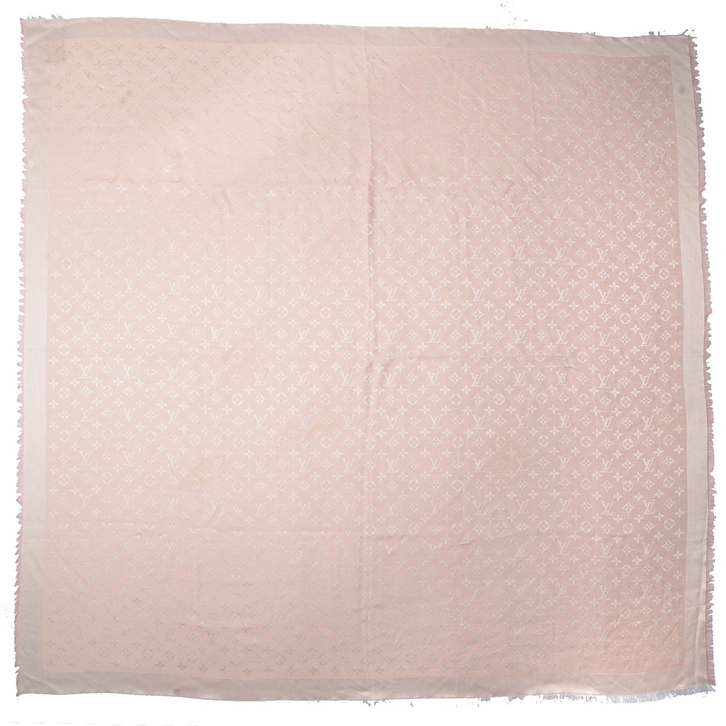 Silk Wool Monogram Denim Shawl Rose