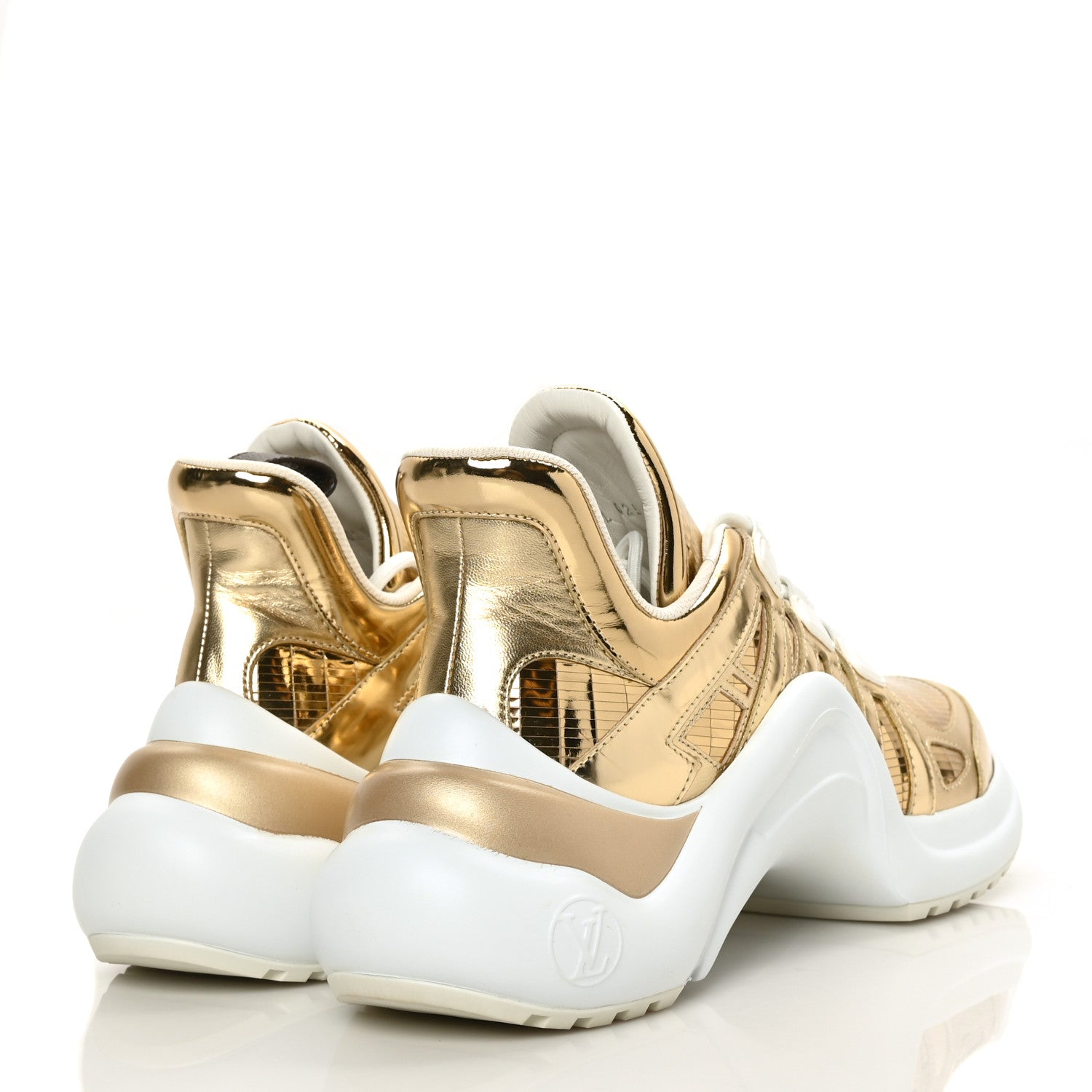 Louis Vuitton Metallic Calfskin Technical Nylon LV Archlight Sneakers 39 Gold White 4 of 7
