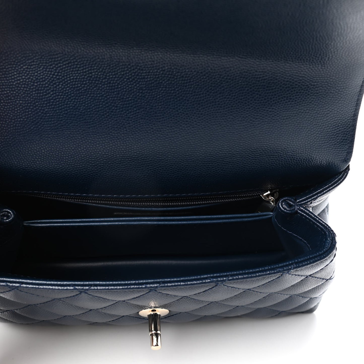 Caviar Quilted Lizard Embossed Mini Coco Handle Flap Navy Blue