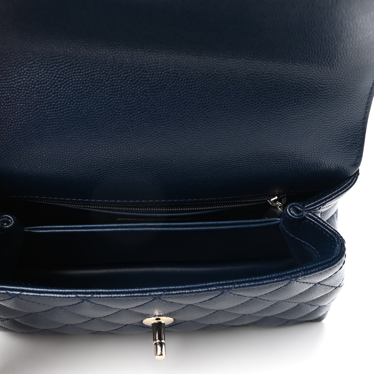 Chanel Caviar Quilted Lizard Embossed Mini Coco Handle Flap Navy Blue 5 of 10