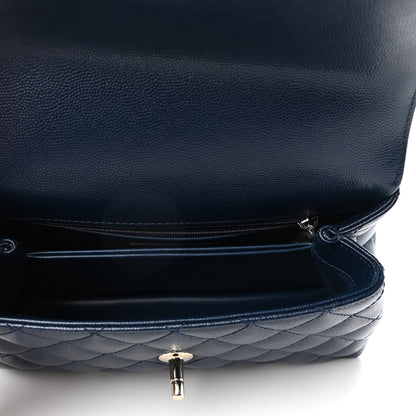 Chanel Caviar Quilted Lizard Embossed Mini Coco Handle Flap Navy Blue 5 of 10