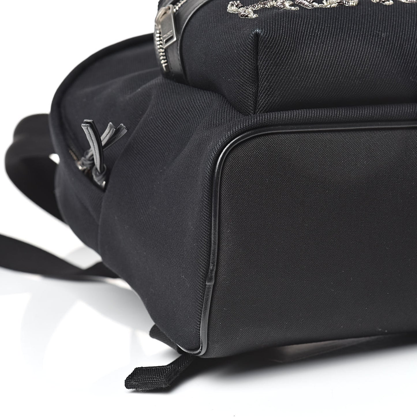 Canvas Signature Heaven Embroidered Mini City Backpack Black