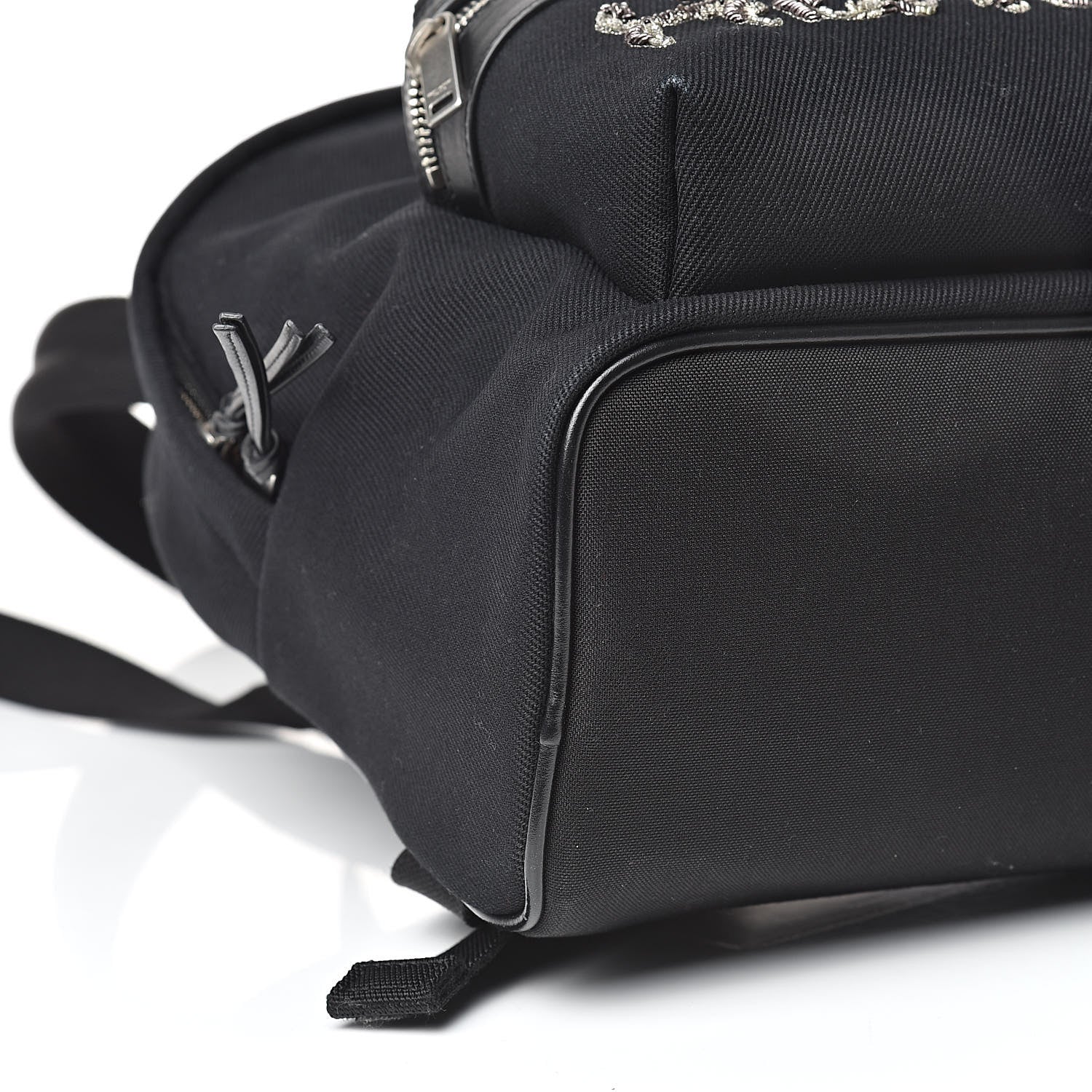 Saint Laurent Canvas Signature Heaven Embroidered Mini City Backpack Black 9 of 12