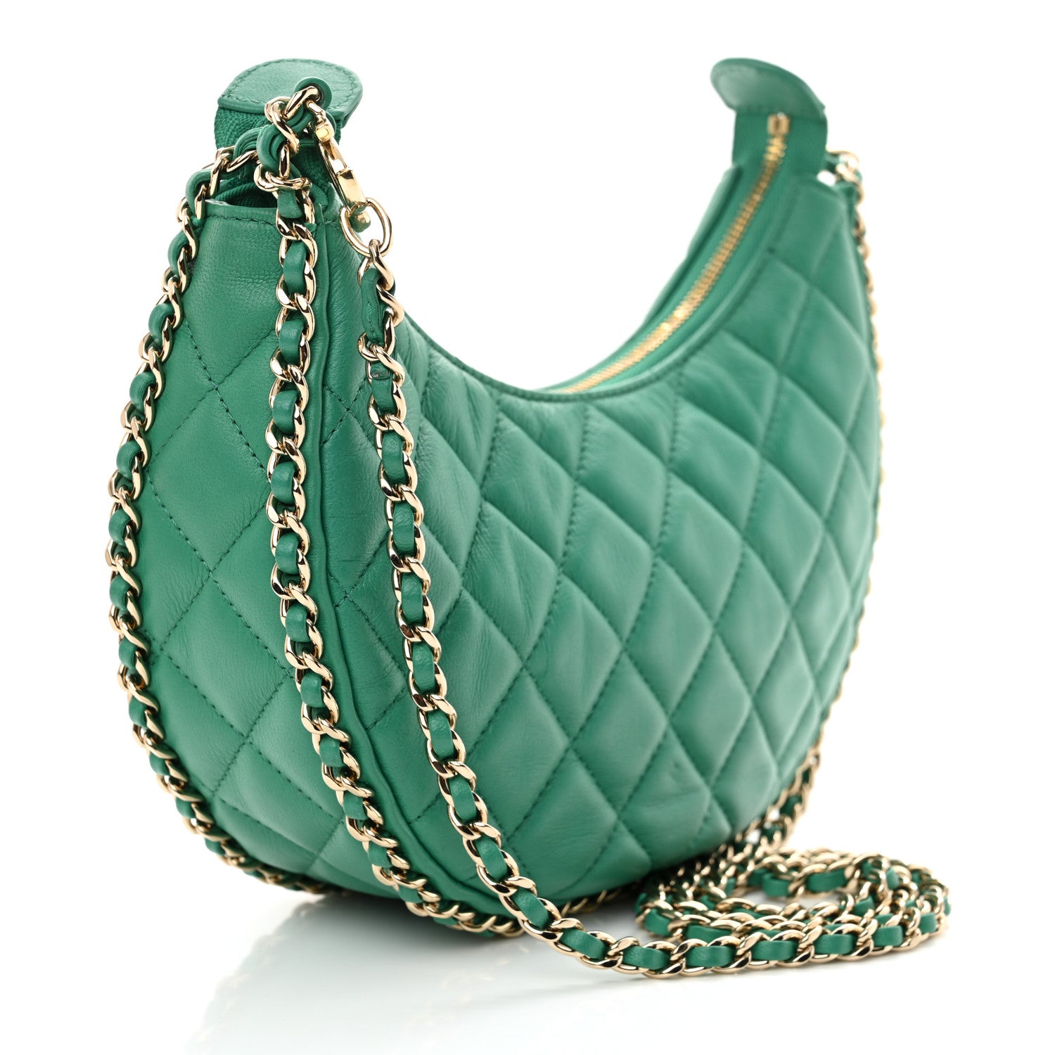 Chanel Lambskin Quilted Small Hobo Bag Green 3 of 10