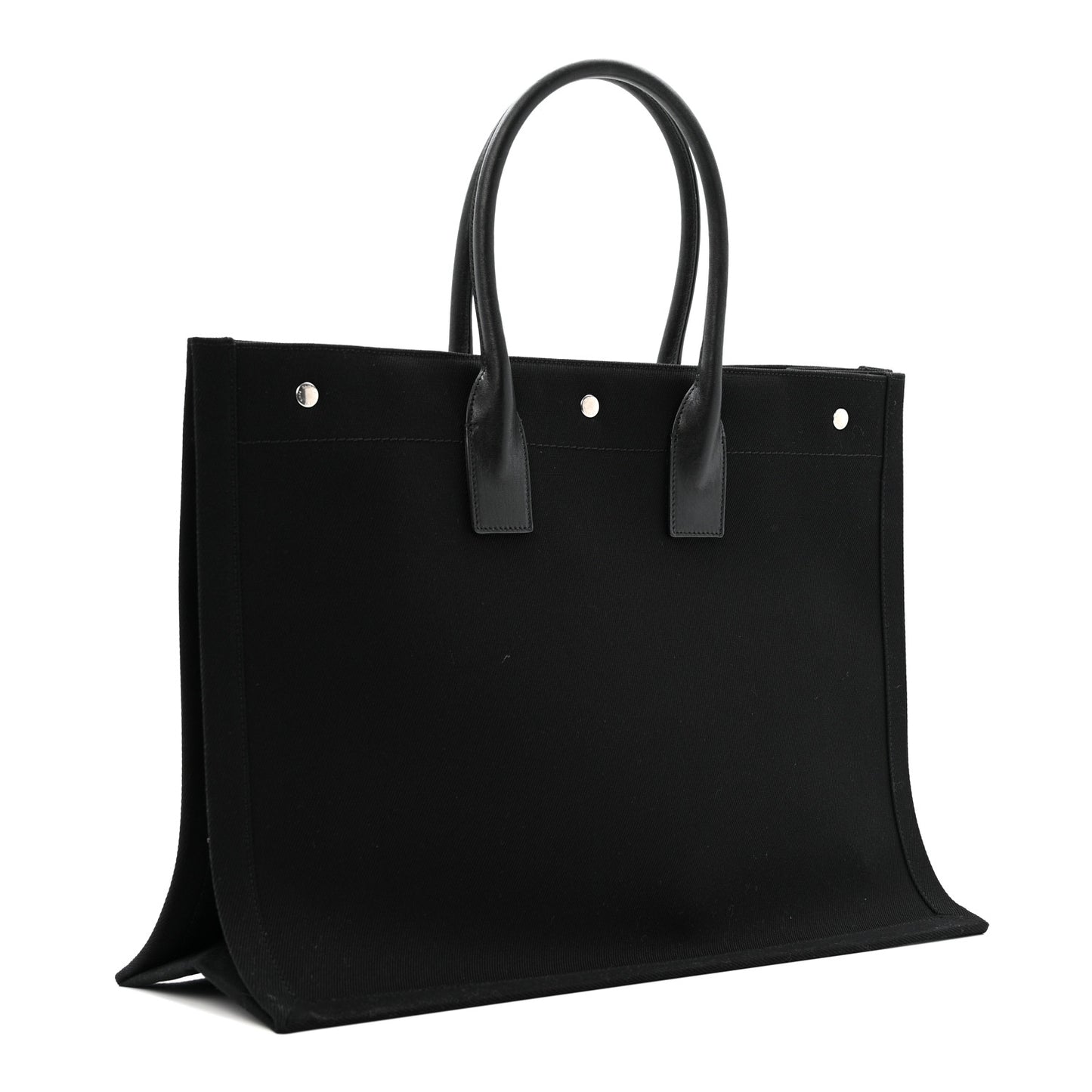 Linen Calfskin Rive Gauche Tote Black