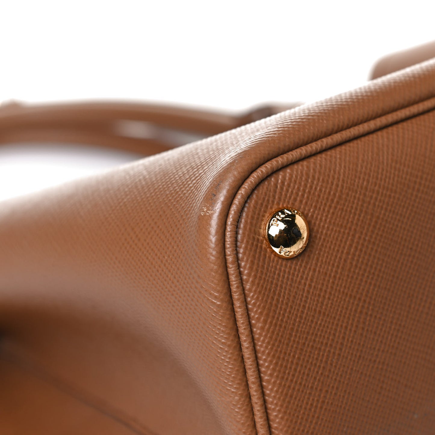 Saffiano Cuir Medium Double Handle Bag Caramel Fuoco