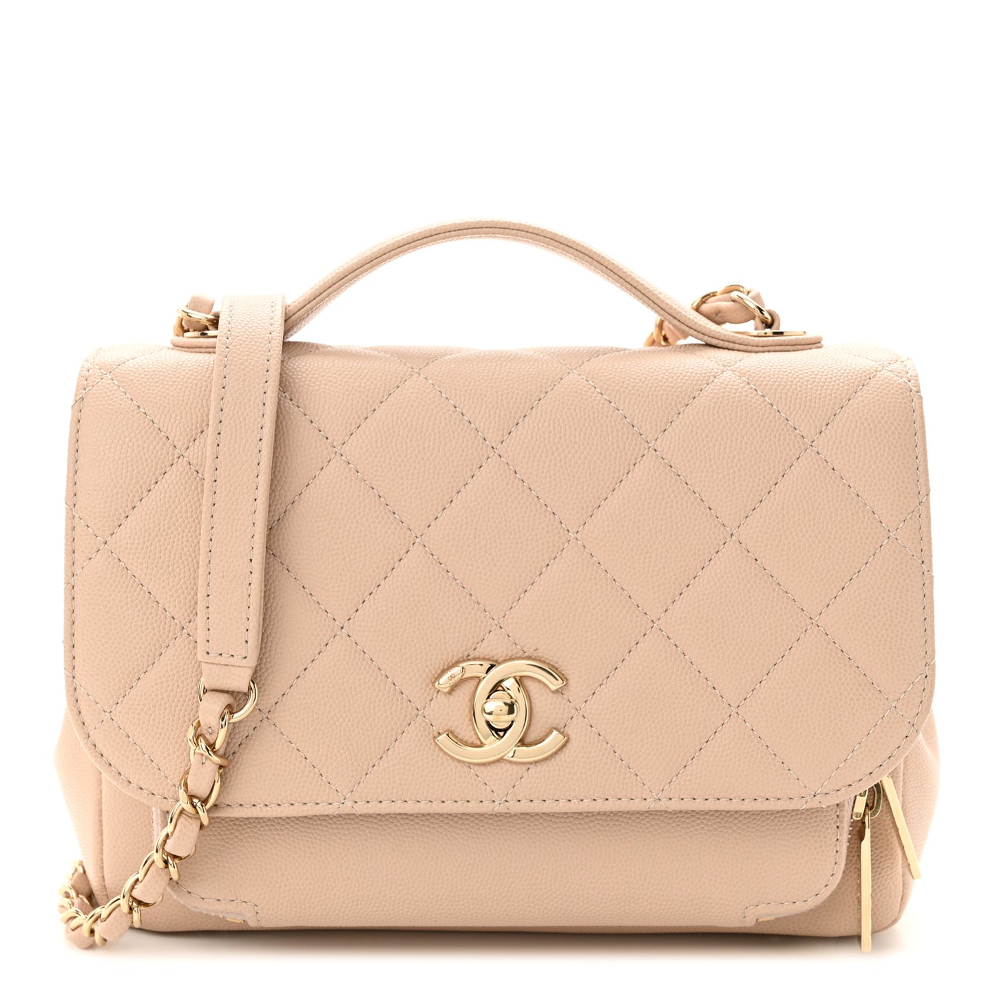 Caviar Quilted Medium Business Affinity Flap Beige
