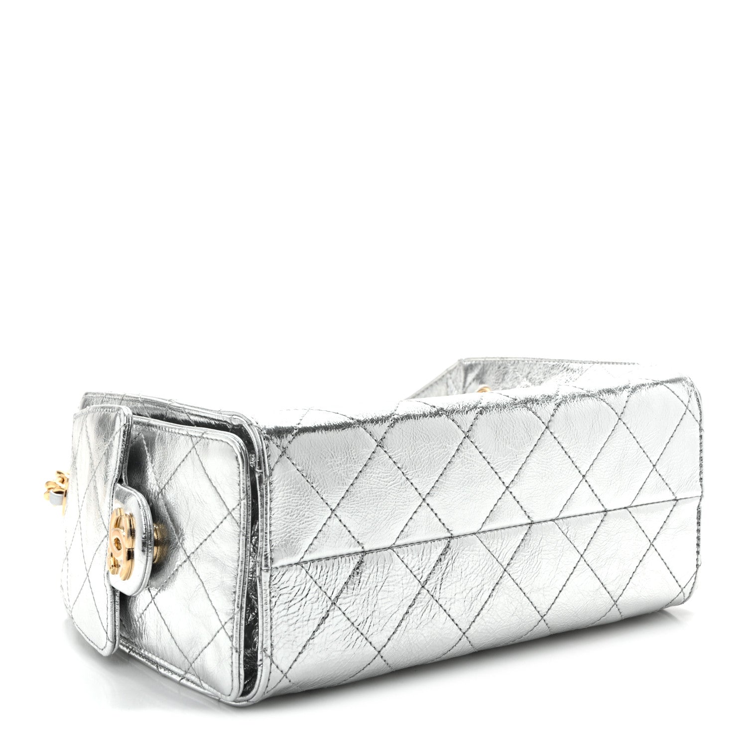 Chanel Metallic Aged Calfskin Quilted Mini Chanel 25 Handbag Silver 4 of 11
