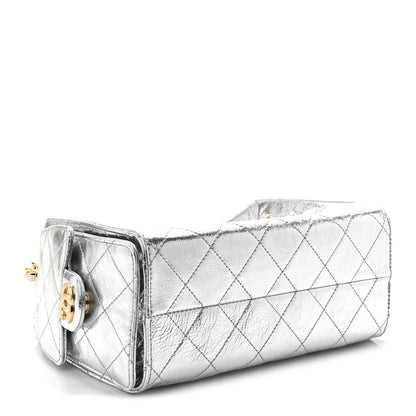 Chanel Metallic Aged Calfskin Quilted Mini Chanel 25 Handbag Silver 4 of 11