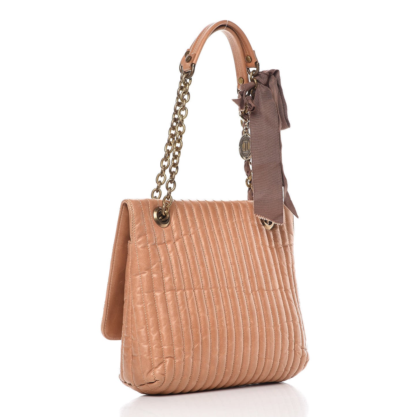 Calfskin Quilted Medium Happy Shoulder Bag Brown