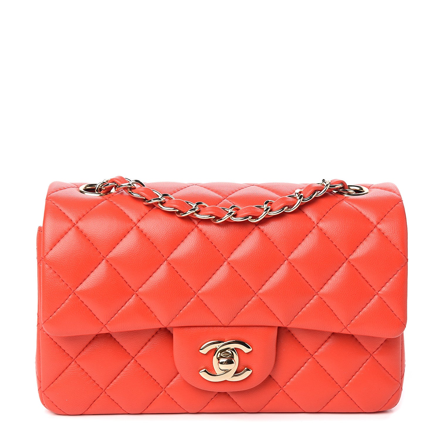 Chanel Lambskin Quilted Mini Rectangular Flap Red 1 of 10