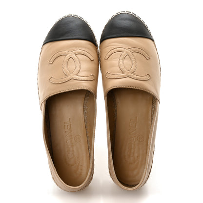 Chanel Lambskin CC Espadrilles 37 Beige Black 2 of 9