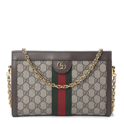 Gucci GG Supreme Monogram Web Small Ophidia Chain Shoulder Bag Brown 1 of 7