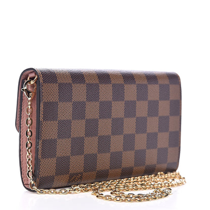Louis Vuitton Damier Ebene Croisette Chain Wallet Rose Ballerine 3 of 10