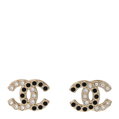 Chanel Crystal CC Earrings Black Gold 1 of 5