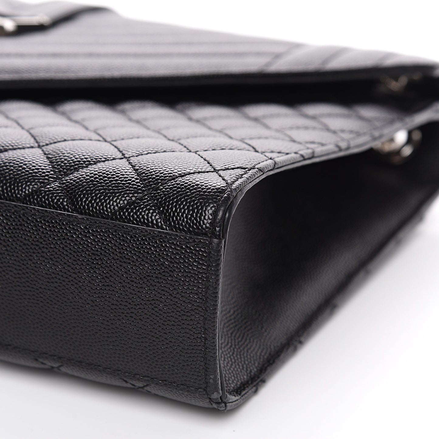 Grain De Poudre Textured Mixed Matelasse Large Triquilt Monogram Satchel Black