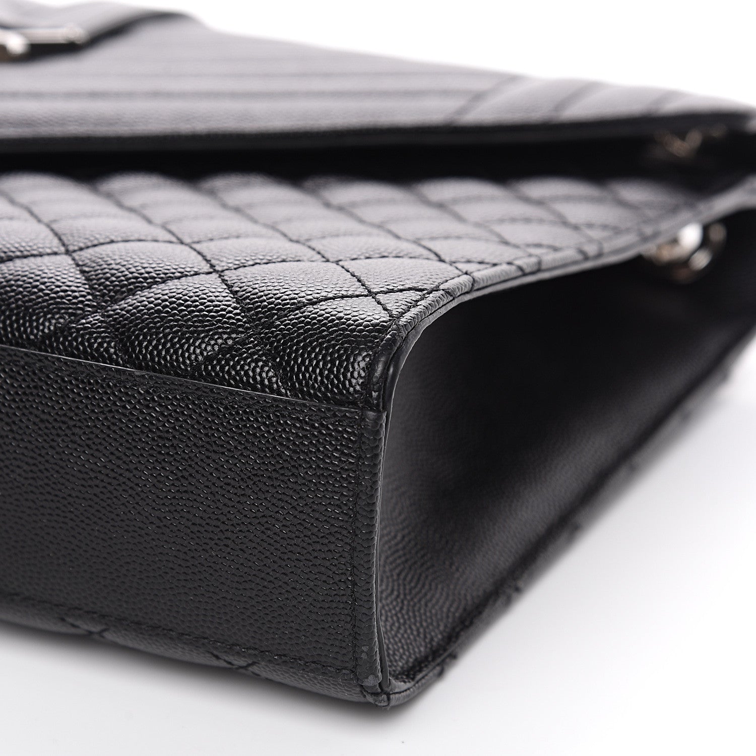 Saint Laurent Grain De Poudre Textured Mixed Matelasse Large Triquilt Monogram Satchel Black 9 of 12
