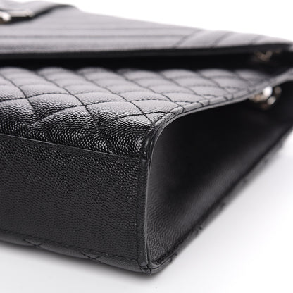 Saint Laurent Grain De Poudre Textured Mixed Matelasse Large Triquilt Monogram Satchel Black 9 of 12