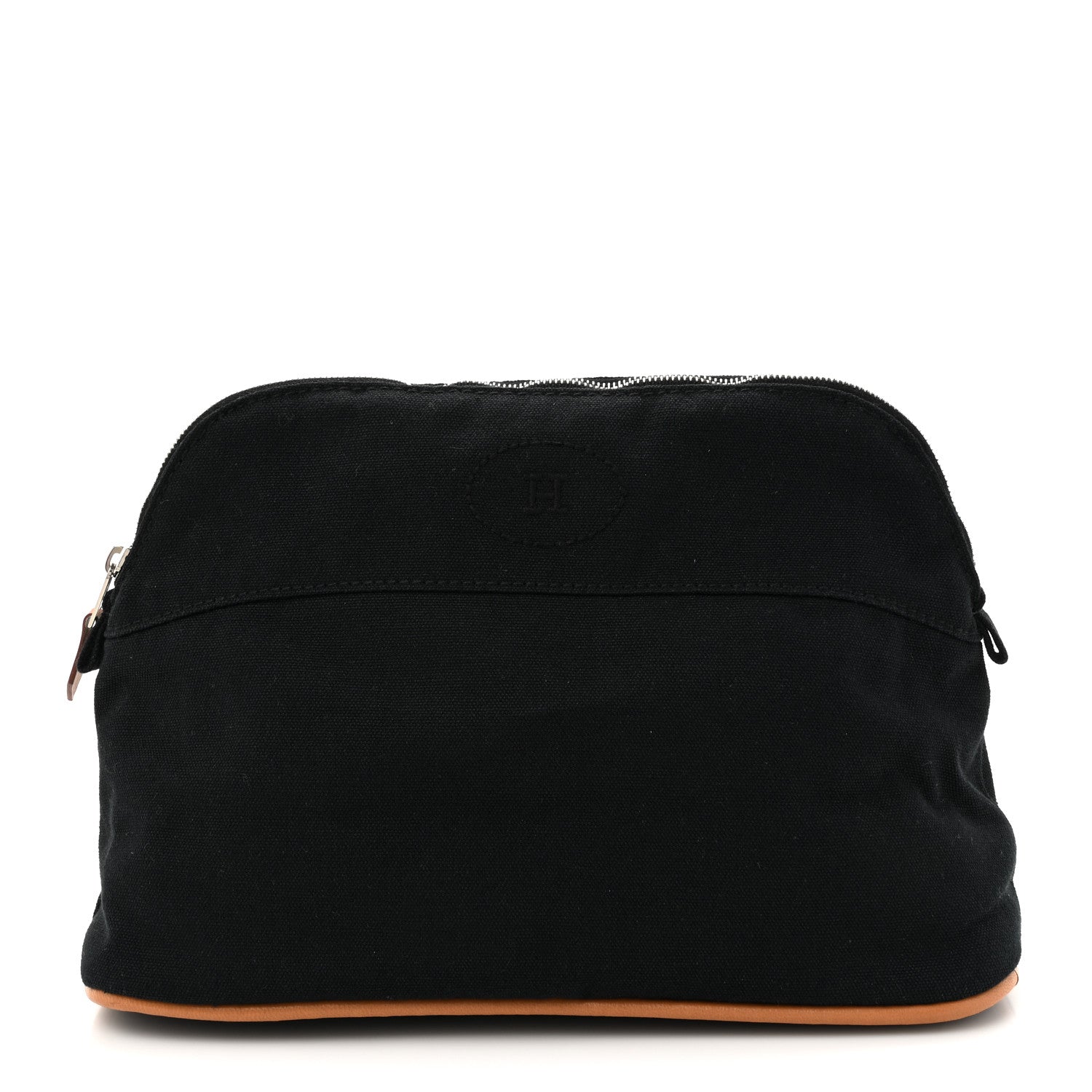 Hermes Cotton Canvas Bolide Travel Cosmetic Pouch MM Black 1 of 6