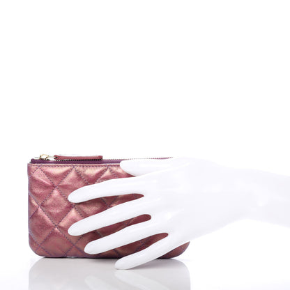 Chanel Iridescent Lambskin Quilted Small Cosmetic Case Purple 2 of 9