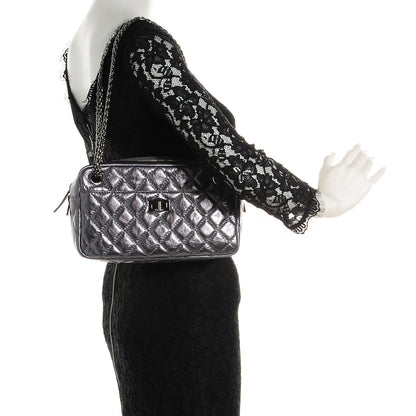 Chanel Metallic Aged Calfskin Quilted Small Reissue Camera Case Dark Silver 2 of 7