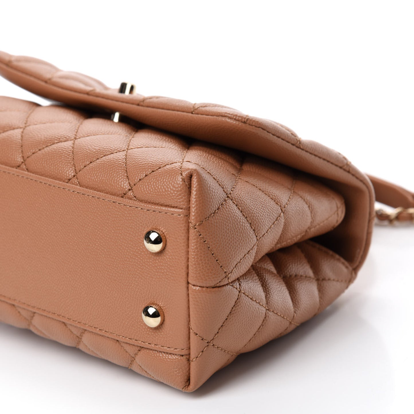 Caviar Quilted Lizard Embossed Mini Coco Handle Flap Brown