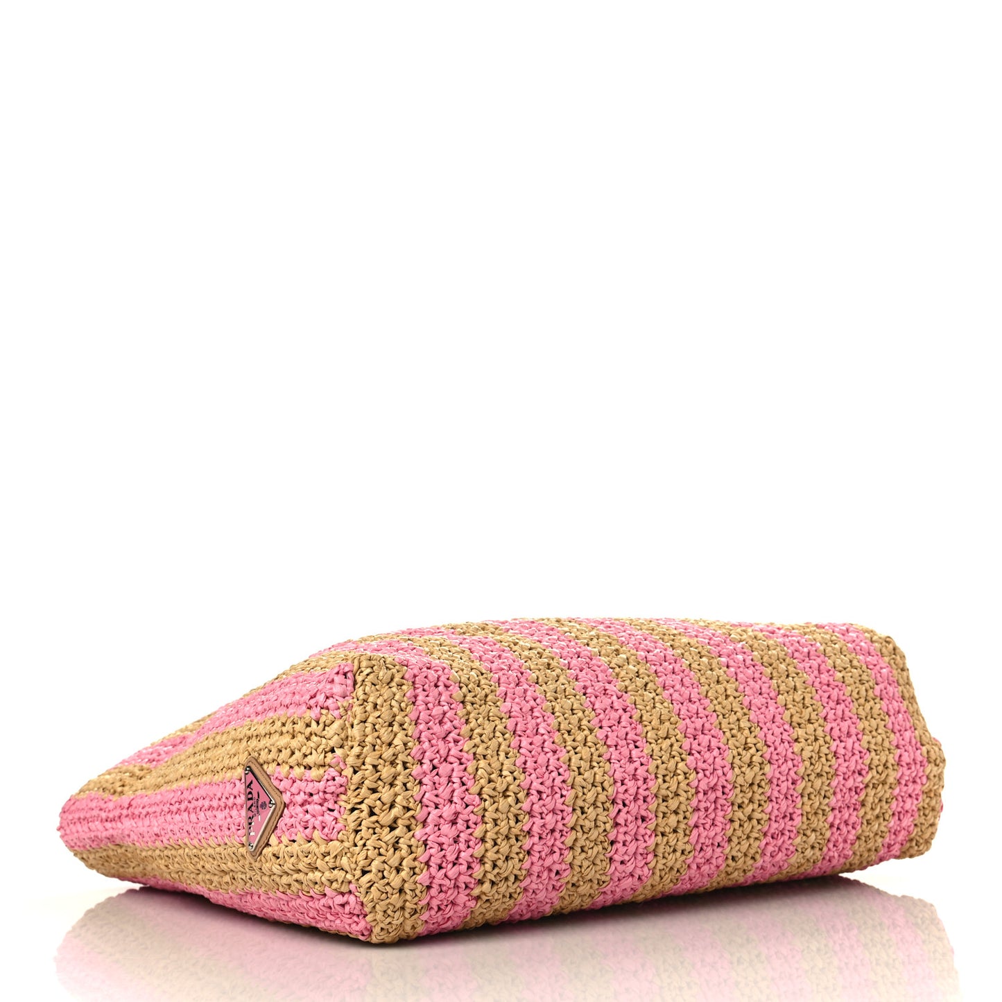 Yarn Raffia Effect Crochet Striped Large Logo Tote Naturale Petalo