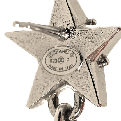 Chanel Crystal Pearl CC Star Drop Earrings Silver 4 of 6