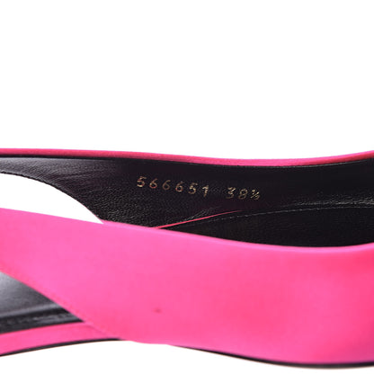Balenciaga Satin BB Knife Pointy Toe Slingback Flats 38.5 Neon Pink 7 of 12