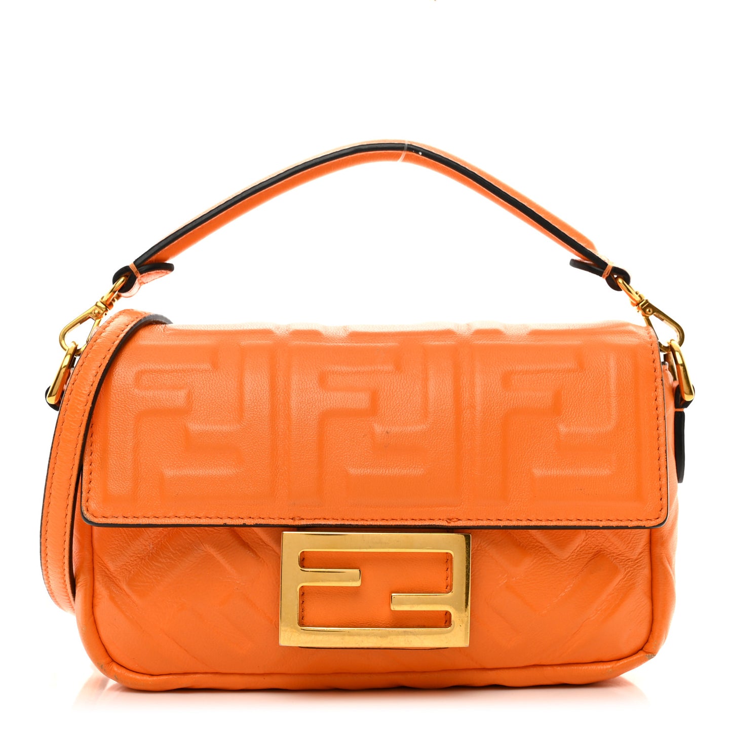 Nappa FF 1974 Embossed Mini Baguette Clementine