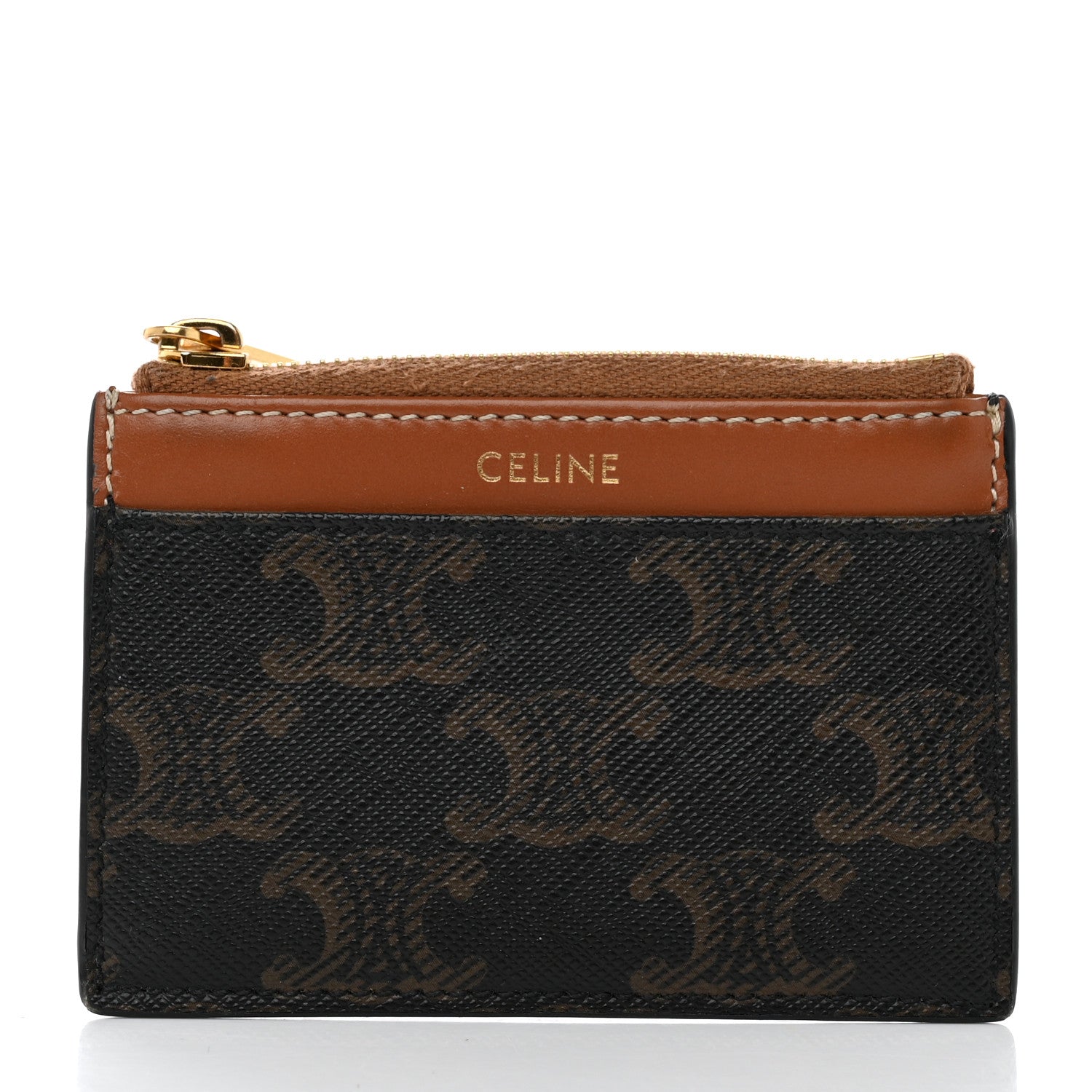 Celine Triomphe Canvas Compact Wallet With Coin Purse Tan 7 of 15