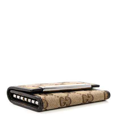 Gucci Monogram Textured Calfskin Metal Bar 6 Key Holder Case Beige Ebony Cocoa 4 of 12