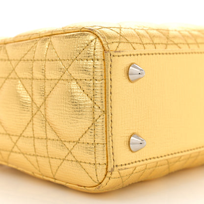 Christian Dior Metallic Grained Calfskin Cannage Small Lucky Badges My Lady Dior Gold 9 of 13