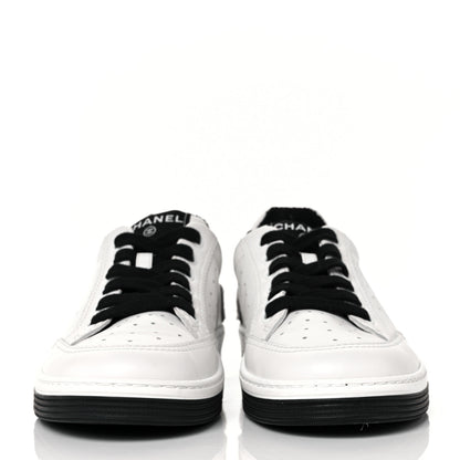 Chanel Calfskin Womens Logo Sneakers 38 Black White 2 of 11