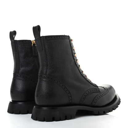 Gucci Grained Calfskin Mens Brogue Wingtip Lug Sole Boots 12 Black 4 of 8