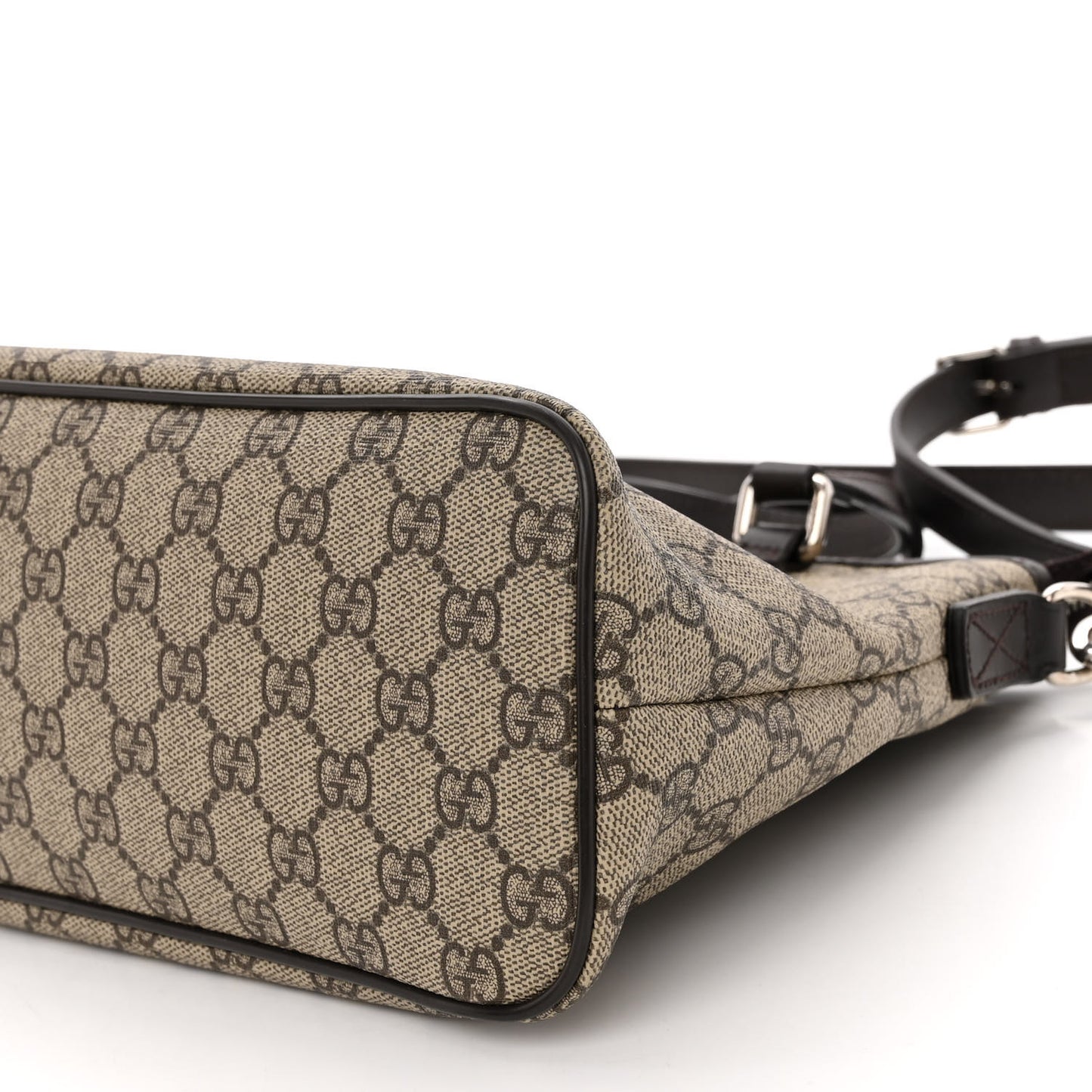GG Supreme Monogram Small Zippered Tote Dark Brown