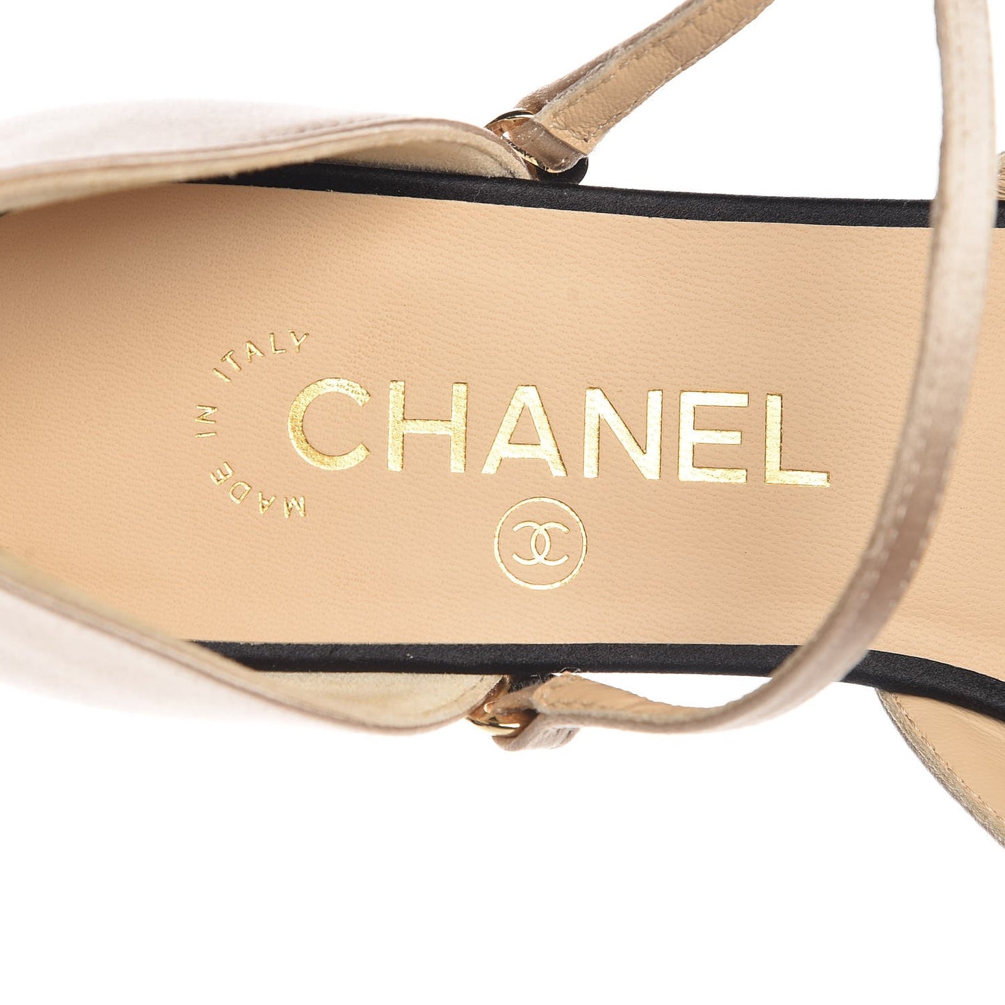 Satin Cap Toe CC Flats 38.5 Beige Black