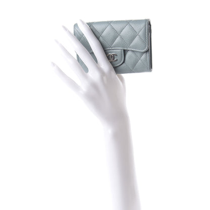 Chanel Caviar Quilted Flap Card Holder Wallet Blue 2 of 12