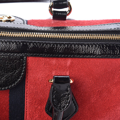 Gucci Suede Patent Web Medium Ophidia Boston Hibiscus Red Black 10 of 16