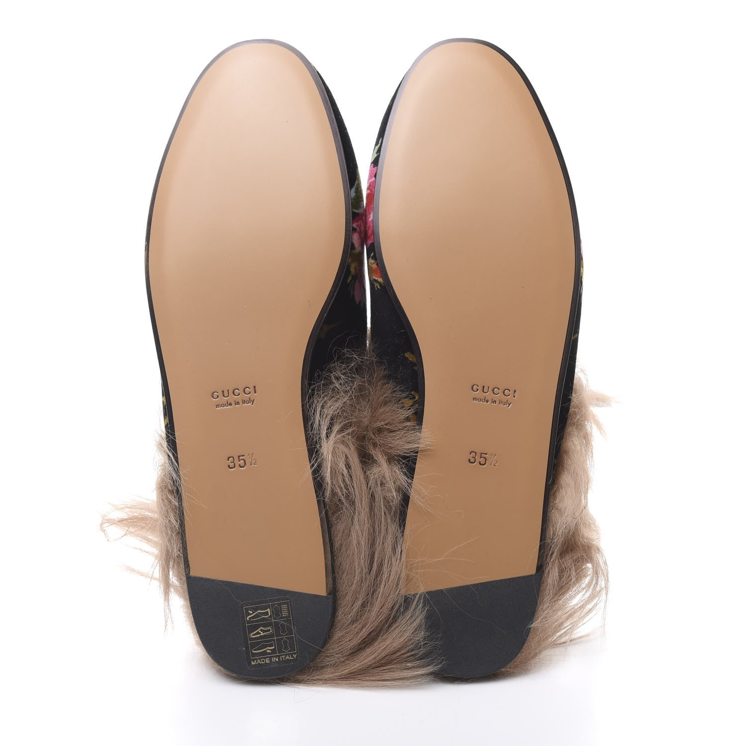 Gucci Velvet Fur Floral Womens Princetown Slippers 35.5 Black 5 of 8