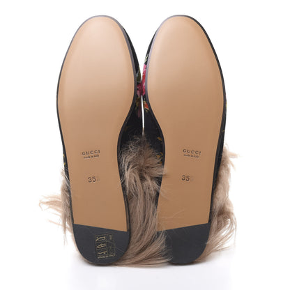 Gucci Velvet Fur Floral Womens Princetown Slippers 35.5 Black 5 of 8