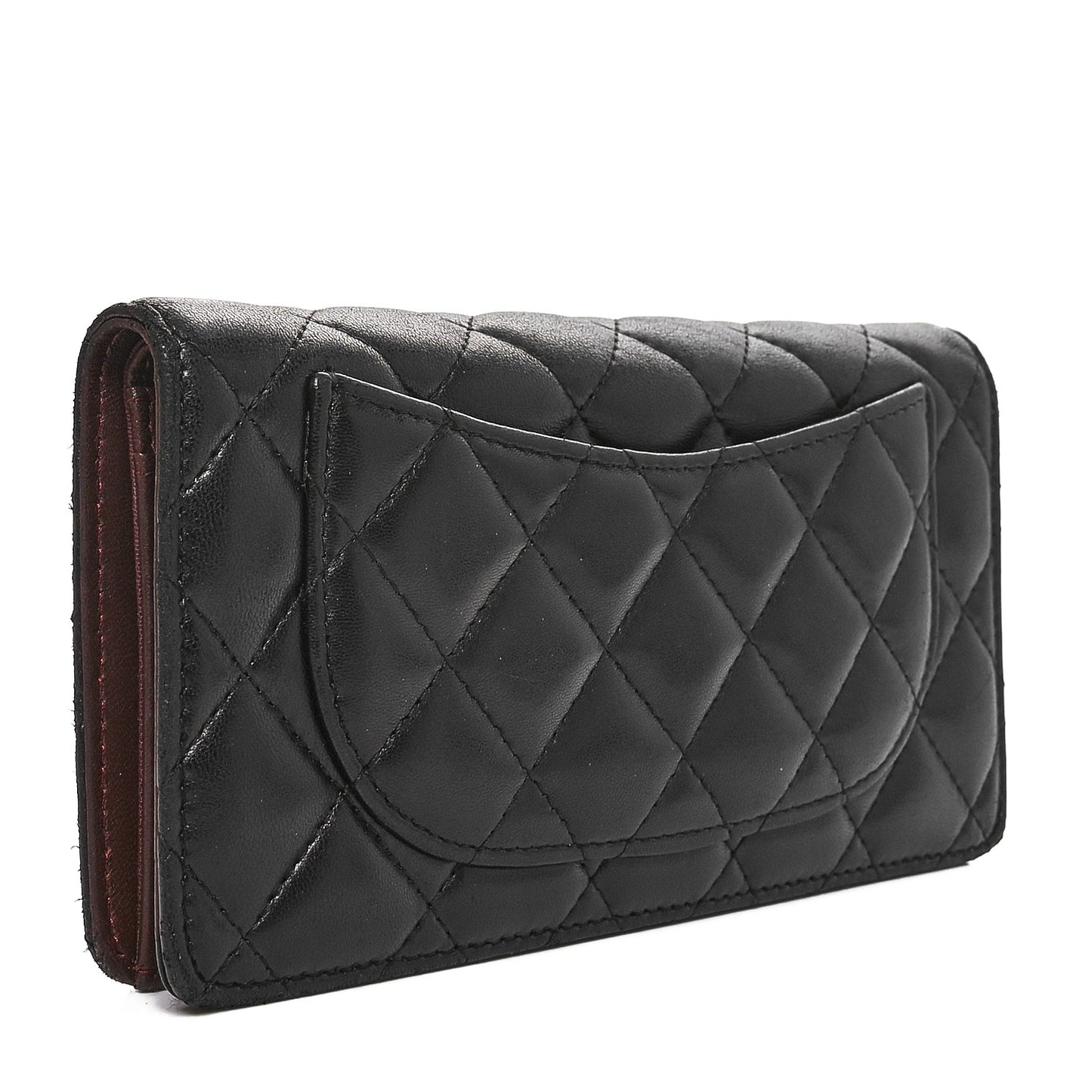 Lambskin Quilted Yen Wallet Black